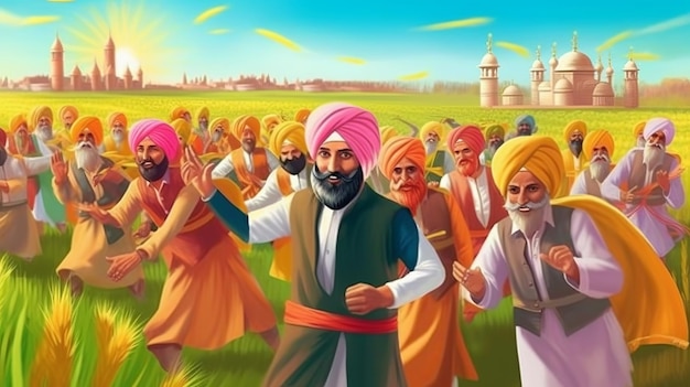 Baisakhi Happy Baisakhi Fondo del festival Vaisakhi y tipografía Generative Ai