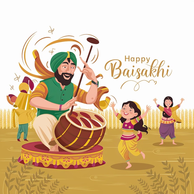 Baisakhi Happy Baisakhi Vaisakhi Festival Hintergrund und Typographie