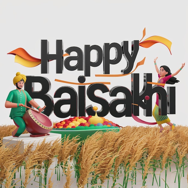 Baisakhi Happy Baisakhi Vaisakhi Festival Hintergrund und Typographie