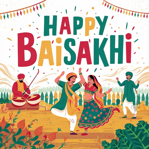 Baisakhi Happy Baisakhi Vaisakhi Festival Hintergrund und Typographie