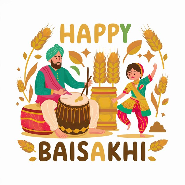 Baisakhi Happy Baisakhi Vaisakhi Festival Hintergrund und Typographie