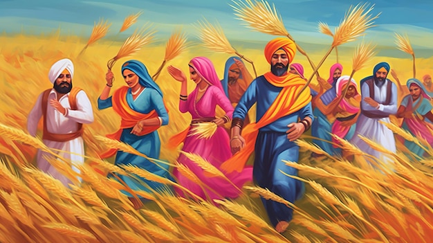 Baisakhi Happy Baisakhi Vaisakhi fundo do festival e tipografia Generative Ai