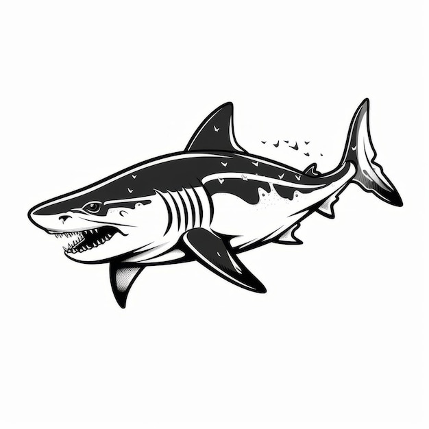 Foto baixe shark design drawing dark white algeapunk ilustração vetorial