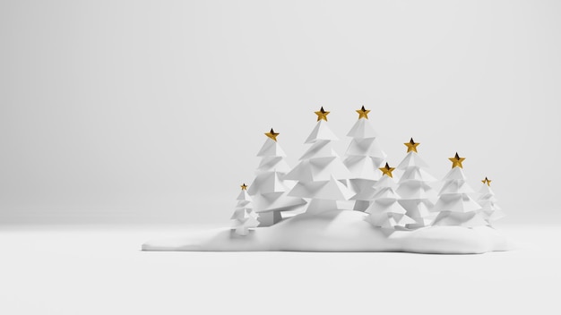 Baixo polígono com renderização 3d de árvore de Natal