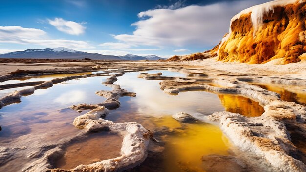 Baja de agua por el geyser Sol de Manana en Bolivia