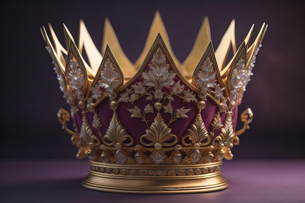 Baja clave imagen de la hermosa reina dorada rey corona ai generativo