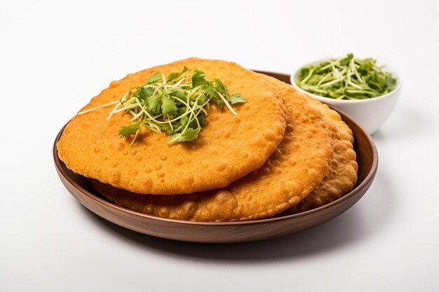 Foto bajra kachori dourado em fundo branco imagem de kachori de comida tradicional indiana