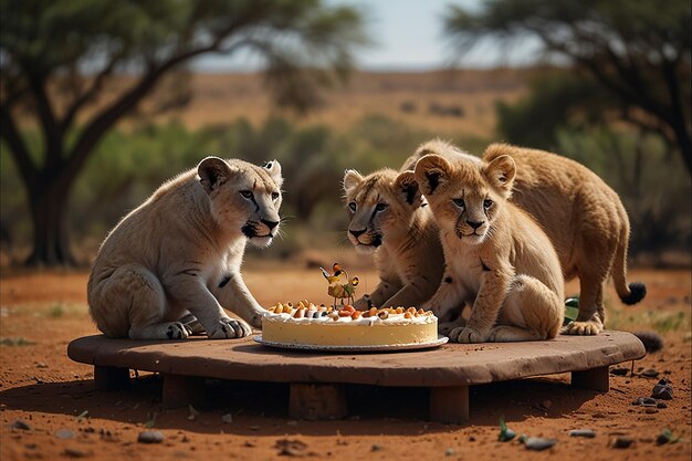 Bakeoff Safari de dibujos animados Tarta de animales de la sabana