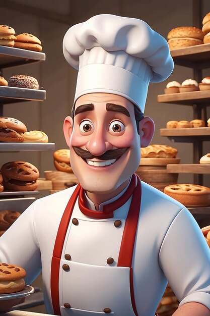 Baker Personagem de desenho animado 3D Guia de Ilustração de Animação