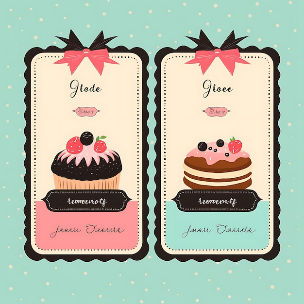 Bakery tag card kraft paper clean font dotted line border pi desenho de cartão 2d ilustração criativa