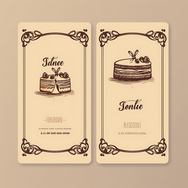 Foto bakery tag card kraft paper design linear frame scrollwork b 2d card design ilustração criativa