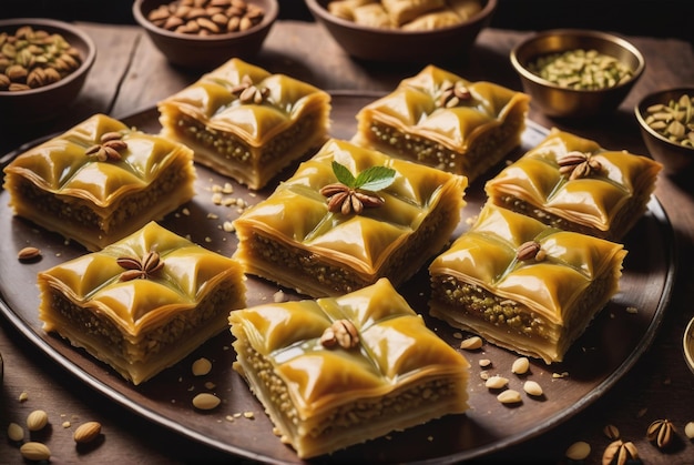 Foto baklava aunque no es originalmente afgano baklava un pastel dulce hecho de capas de pastel filo