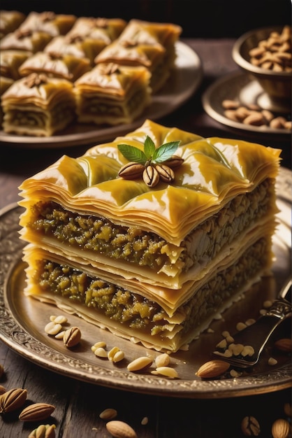 Baklava Aunque no es originalmente afgano Baklava un pastel dulce hecho de capas de pastel filo