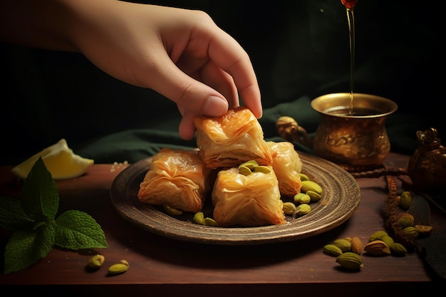 Baklava del desierto turco con té