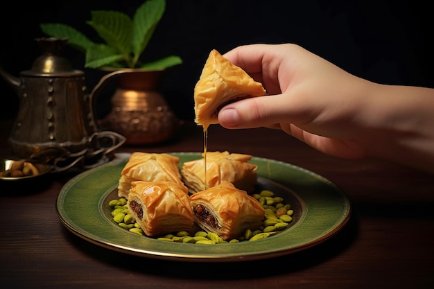 Baklava del desierto turco con té