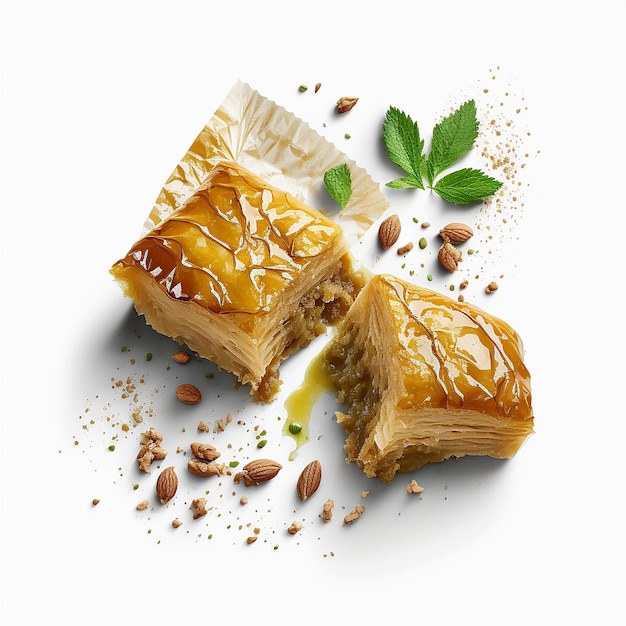 Baklava isolado no fundo branco Generative AI