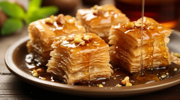 Baklava mit Honig gefüllt