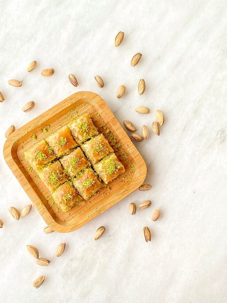 baklava de pistacho, baklava turco tradicional.