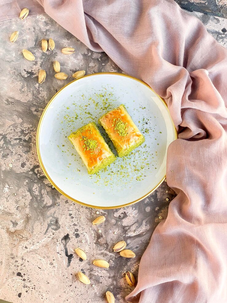 baklava de pistacho, baklava turco tradicional.