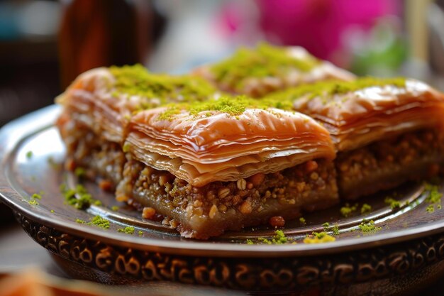 Foto baklava rica sobremesa árabe gerar ai