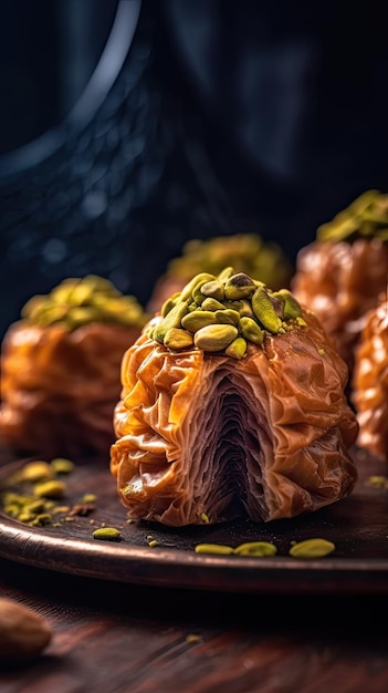 Baklava sobremesa de massa em camadas feita de massa filo recheada com nozes picadas