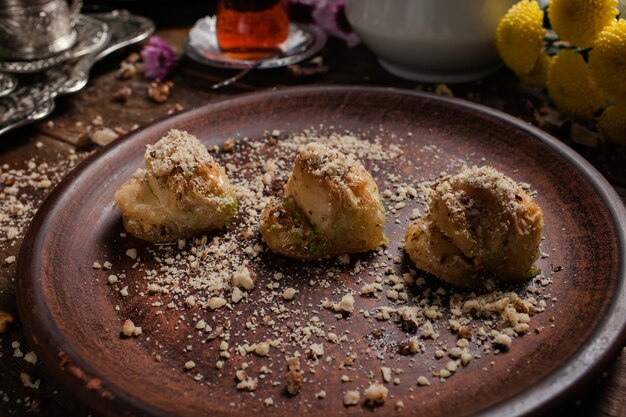 Baklava traditionelles orientalisches Dessert. Süßes türkisches Essen Hintergrundkonzept food