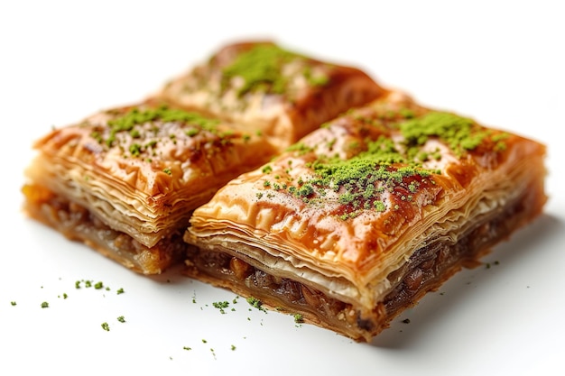 Baklava turca de sobremesa do Ramadão isolada em fundo branco