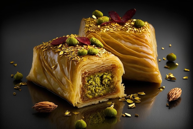 Baklava turco com pistache de pistache