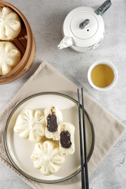 Bakpao ou pao ou pão cozido no vapor chinês ou baozi