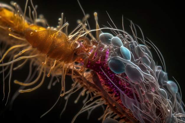 Foto bakterien chlamydophila zoom-mikrofotografie mit detaillierten texturen