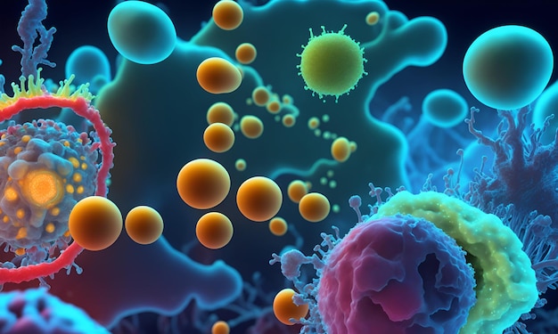Bakterien-Mikroorganismus-Virus-Covid-3D-Bakterienvirus-medizinischer Hintergrund