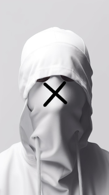 Balaclava minimalista com design de logotipo X Eyes no estilo KAWS em padrão branco perfeito para streetwear e moda urbana IA generativa