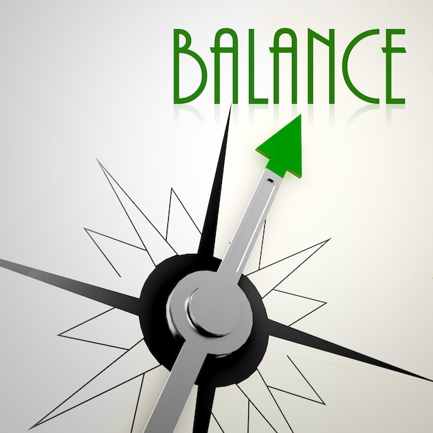 Foto balance auf grünem kompass