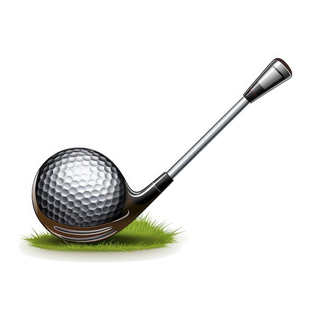 Balanceándose en acción, llamativo, palo de golf, y, pelota Clipart