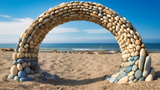 Balancear sequinhos formando um arco na praia com o vento