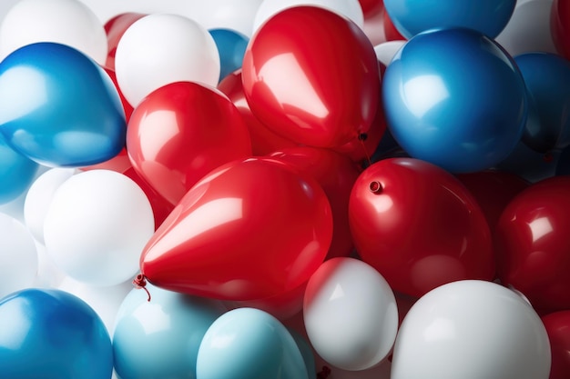 Balão azul vermelho e branco sobre fundo branco com espaço de cópia
