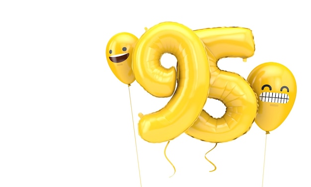 Balão de aniversário de número com emoji enfrenta balões d render