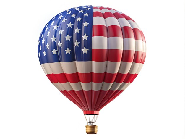 Balão de ar em bandeira americana cortado Aerostat em bandeira dos EUA em fundo branco