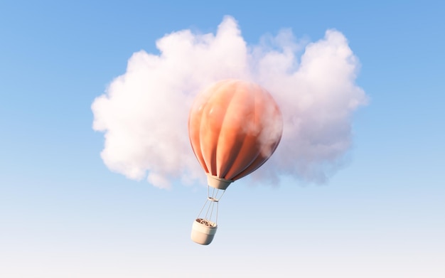 Balão de ar quente com renderização 3d estilo cartoon