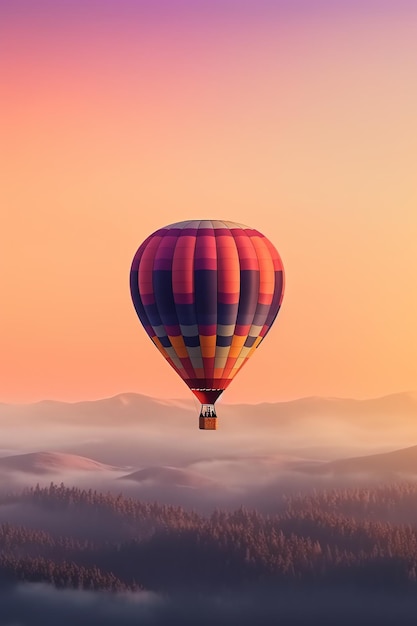 Balão de ar quente com vista para a paisagem