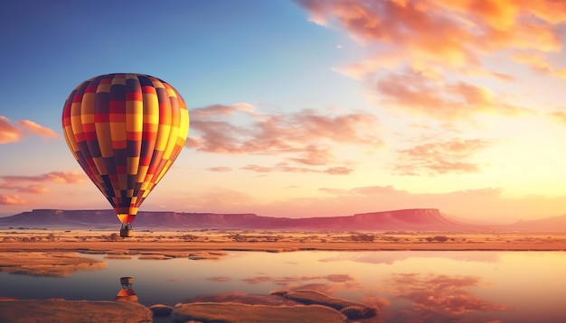 Balão de ar quente com vista para a paisagem