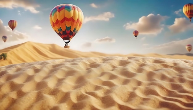 Balão de ar quente vista panorâmica na natureza ao ar livre belo papel de parede de arte