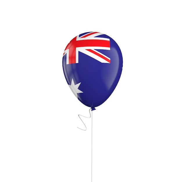 Balão de bandeira da Austrália em uma renderização em 3D de corda