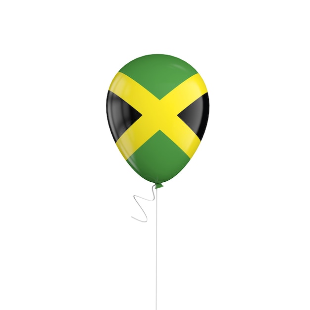 Balão de bandeira da jamaica em uma renderização em 3d de corda