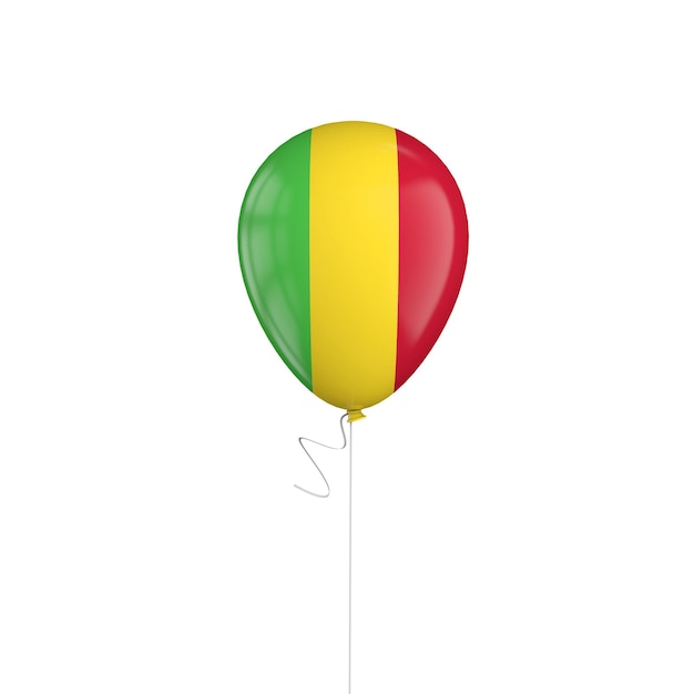 Balão de bandeira do Mali em uma renderização em 3D de corda