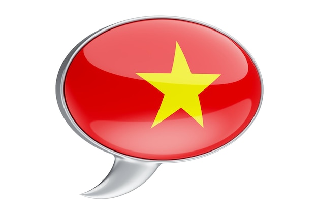 Balão de fala com renderização 3D de bandeira vietnamita