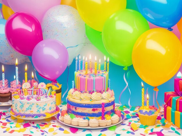 balão de festa de aniversário fundo de balão colorido