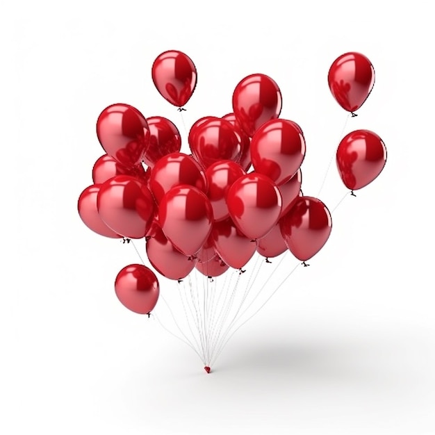 Balão de festa de aniversário vermelho no fundo branco