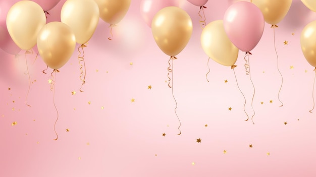 Balão de festa fundo rosa com pequenas estrelas douradas Illustrador