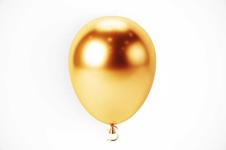 Foto balão dourado em fundo branco renderização 3d